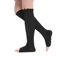 AIYOGA Medical Zipper Compression Calf Socks 15-20 mmHg for Women & Men, Knee High Open Toe Firm Support Graduated Varicose Veins Hosiery for Edema, Swelling, Pregnancy, Recovery