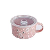 Home big wrist Ceramic Instant Noodle Bowl Large Japanese Lunch Box Instant Noodle Bowl with Handle Bowl Microwave Home Decorative hotel retro soup bowl (Color : B)