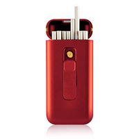 Cigarette Case with Lighter Cigarettes Box Portable 20pcs 100s Slim Cigarettes USB Lighters 2 in 1 Rechargeable Flameless Windproof Electric Lighter (Red)