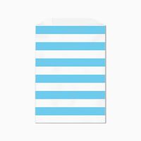 Blue Horizontal Stripes on White Flat Paper Bags 5 X 7 1/2 Inches Set of 25 Bags, Made in USA
