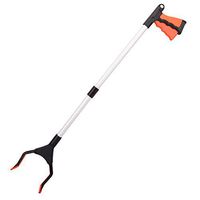 Housolution Reacher Grabber Tool, 32" Foldable Pickup Tool, Lightweight Aluminum Reaching Aid with Rotating Rubber Gripper, Long Arm Extender for Elderly, Litter Trash Picker, Garden Nabber, Orange
