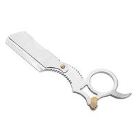 Jadeshay Beard Knife - Stainless Steel Folding Shaving Razor，Male Facial Clean Tool, Silver and Black (Color : Silver)