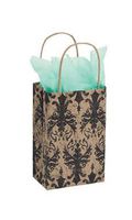 Small Distressed Damask Paper Shopping Bags - Case of 100