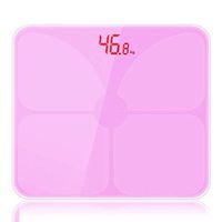 ZYY Electronic Scales Large LED Display Tempered Glass Surface Charging Hidden Screen Human Health Weight (Color : Pink)