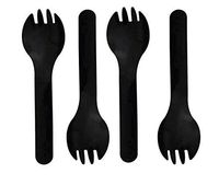 VNDEFUL 100Pcs Medium-Weight Cutlery Spork Disposable Plastic Spork (Black)