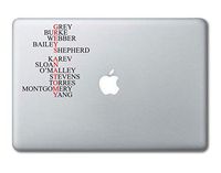 Grey's Anatomy Names Printed Clear Vinyl Decal Sticker Compatible with Apple MacBook Pro Air 11" 12" 13" 15" All Years Laptop Trackpad Keyboard (15" MacBook (All Models))