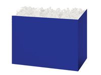 Solid Color Gift Basket Box with White Crinkle Paper Shred 8-1/4"x4-3/4"x6-1/4" Choose Box Color (Navy Blue)