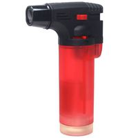 S82 Red Color Transparent Refillable Butane Torch Lighter - 4.25 Inch - Unboxed