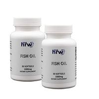 DrinkHRW Omega Fatty Acids Fish Oil, 2 Bottles, 60 Softgels Total 1000mg, Cardiovascular and Longevity Support Supplement