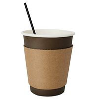 |100 | Piccolo Moka Disposable Coffee Paper Cups 8oz With, Sleeves, Straws, Reusable Drink Holders. Spill-Free Insulated Cups with Extra Thickness. Perfect Tea Cups To Go, Office or Parties.