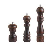 wuchenmin Salt Shakers，Wood Salt and Pepper Mill Set，with Ceramic RotorWith Strong Adjustable Coarseness，8 Inches，Three-Piece，Wood Color