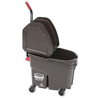 Rubbermaid 35 qt Brown Plastic WaveBrake Mop Bucket with Down Press Wringer