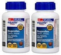 Equate Ibuprofen Pain Reliever 200mg Coated Tablets, 500-Count Bottle (Pack of 2)