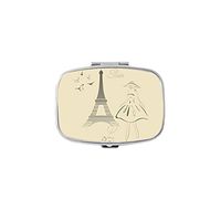 Udoosun Eiffel Tower Girl Custom Personlized Rectangular Tablet Medicine Pocket Purse Travel Pill Vitamin Decorative Box Case Holder