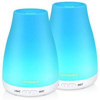 URPOWER Essential Oil Diffuser, 2 Pack Aromatherapy Diffuser for Essential Oils Portable Cool Mist Humidifier with Adjustable Mist Mode 7 Colors LED Lights and Waterless Auto Shut-Off for Home Office