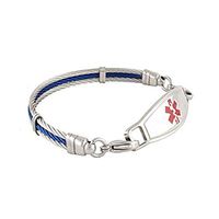 N Style ID PRE-Engraved “Type 1 Diabetes” Triple Skyway Medical ID Alert Bracelet - Red 8.75