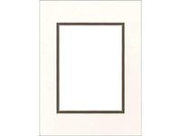 PA Framing Double Photo Mat Board, Pre-Cut Framing Mat - Cream Core, Antique White/Chestnut, 9"x12" (Frame), 6"x8" (Photo)
