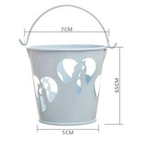 ShineBear 1PCS Hollow Mini Metal Bucket Tin Candy Box Barrel Wedding Favor Box Flower Pot Wedding Party Souvenirs Sundries Toys Organizer - (Color: Blue)