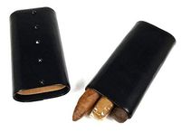 Aficionada Style 3 Cigar Leather Case - Jet