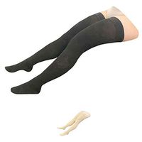 HealthyNees Thigh Closed Toe 20-30 mmHg Compression Wide Calf Plus Leg Stocking (Black, 2X-Large)