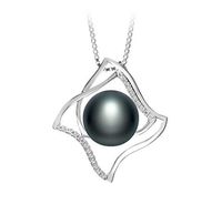 Freda Black 10-11mm AAA Quality Freshwater 925 Sterling Silver Cultured Pearl Pendant for Women