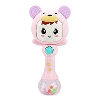 Ugthe Smart Toys Cartoon Shaking Rattle Newborn Baby Hand Bell Music Light Rhythm Teether Toy - Pink