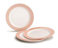 " OCCASIONS" 40 Plates Pack, Disposable Wedding Party Plastic Plates (7.5'' Appetizer/Dessert Plate, Rio in White in Pearled Pink Blush)