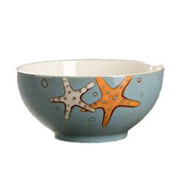 AXZHYX Bowl Kitchenware Ceramic Bowl Rice Bowl Home Soup Bowl Set Salad Bowl Soup Bowl Hand-Painted Cutlery Hotel Tableware Home Noodles Boiled Fish Soup Bowl (Color : Blue)