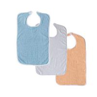 3 Terry Adult Bib with Hook and Loop Closure (Blue, White Peach)