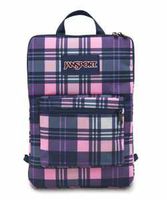 JanSport Superbreak Sleeve Backpack Pink Pansy Preston Plaid One Size