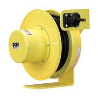 KH Industries RTF Series ReelTuff Industrial Grade Retractable Power Cord Reel, 14/4 SOOW Cable, 12 Amp, 70' Length, Yellow Powder Coat Finish