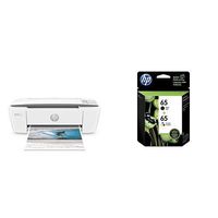 HP DeskJet 3755 Compact All-in-One Wireless Printer with Mobile Printing, HP Instant Ink & Amazon Dash Replenishment ready - Stone Accent (J9V91A) with Std Ink Bundle