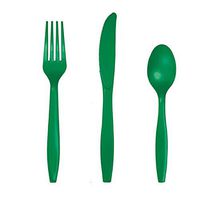 Emerald Green Plastic Assorted Cutlery, Serves 50
