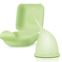 Menstrual Cups, Reusable 12 Hours Protection Period Cup Ultra-Soft Comfortable Leak-Proof Medical Grade Silicone Moon Cup(Green,L)
