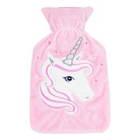 Unicorn Hot Water Bottle Luxury Soft Washable Cover 1 Litre Pink