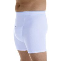 1-Pack Men's White Maximum Absorbency Washable Reusable Incontinence H-Fly Boxer Briefs Medium (Waist 34-36")