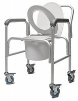 Three-In-One Aluminum Commodes With Casters and Removable Back Bar