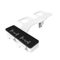 RUNTH Bidet Toilet Seat Attachment, Ultra Slim Self Cleaning Nozzle Hot&Cold Fresh Water Non-Electric Mechanical Bidet Toilet Attachment with Adjustable Water Pressure andTemperature, Black