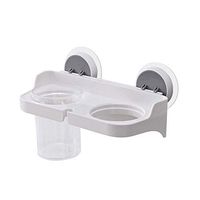 LOSYU Suction Cup Hair Dryer Rack, Wall Mount, Muti-Function Bathroom Hair Dryer Holders, with Storage Cup, ABS Material, Plug Storage Home Hotel