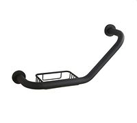 All Copper Black With Soap Net L-shaped Curved Armrest Grab Bar Guide, Bathroom Anti-sliding Handrails Handrail Safety Handles Barrier-free Safe Mobile Accessories, Toilet Children Elderly Sitting Up