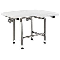 Mustee 390.406 Wall Mount L-Shaped Fold Down Leg Supported Seat Bench, Left Hand, 32", White