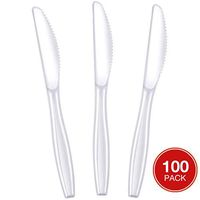 Clear Disposable Plastic Knives | Heavyweight Silverware Plastic Utensils | Fine Cutlery Flatware for Parties, Weddings, Baby Shower, Graduation Pack of 100