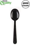 Heavy Weight Plastic Spoons Black 4000pcs - Disposable Cutlery Spoon, Recyclable, Spoon - Great for Parties, Office, BBQ, Soup, Ice Cream, Restaurants and Togo