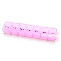 Antrader Weekly (7-Day) Pill Box, 6 Inch Rectangle Shape Classic Pill Planner Organizer, Storage Case for Vitamins, Medications, Tablets, Capsules-Pink