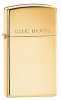 Zippo Slim Engraved Pocket Lighter, High Polish Brass