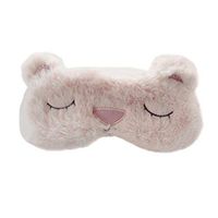 Monai Cute 3D Sleep Travel Nap Night Mask Soft Plush Blindfold Pink Bear Sleeping Home Eye Cover for Women Girls Kids (Bear-Pink)