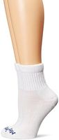 PEDS Women's Diabetic Quarter Socks with Non-Binding Funnel Top 2 Pairs, White, 10-13