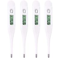 LCD Digital Thermometer, 4 Pcs Household Waterproof Metal Probe Oral Cavity, Rectum, Armpit Thermometer for Baby, Child & Adult, High Precision Thermometer for Fever, Accurate & Fast Readings (White)