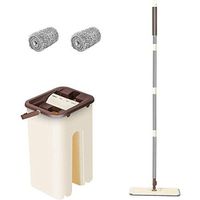 JKLJKL Flat Mop and 2-in-1 Mop and Bucket with 6 Mop Pads for Home/Office Floor Cleaning,2Pads