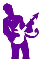 PRINCE Silhouette Holding Guitar - Vinyl 4" tall (Color: PURPLE) decal laptop tablet skateboard car windows stickers - by So Cool Stuff